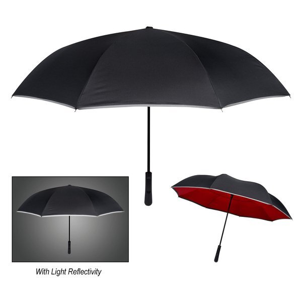 Reflective Edge Manual Open Inversion Umbrella, 48" Arc