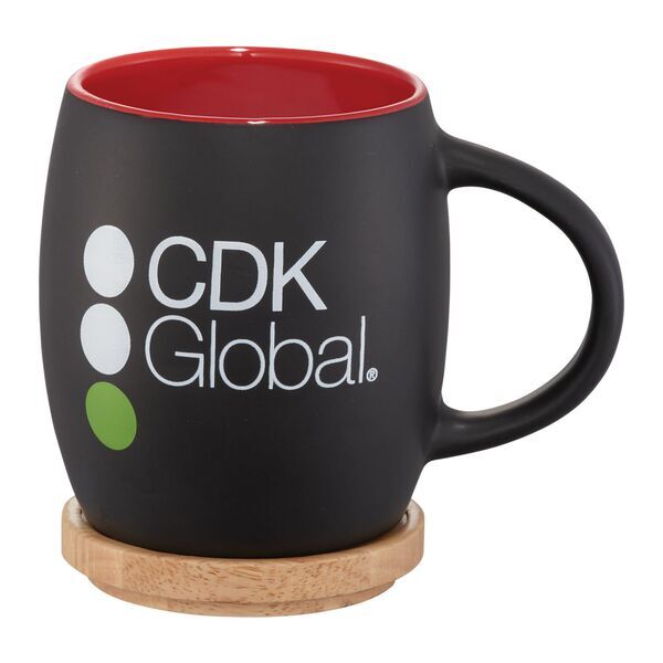 Hearth Ceramic Matte Mug with Wood Coaster/Lid, 15oz.