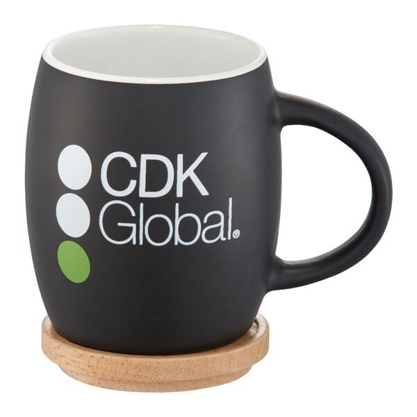 Hearth Ceramic Matte Mug with Wood Coaster/Lid, 15oz.