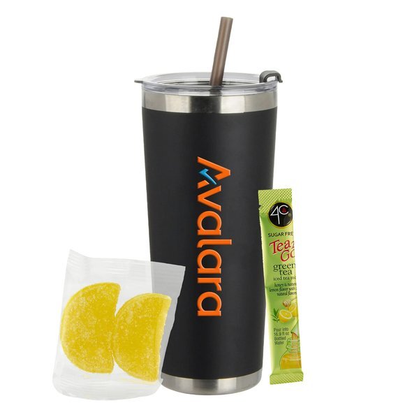 Sugar Free 4C® Tea 2 Go® Packet, Candy Lemon Slices & Tumbler w/ Straw Set