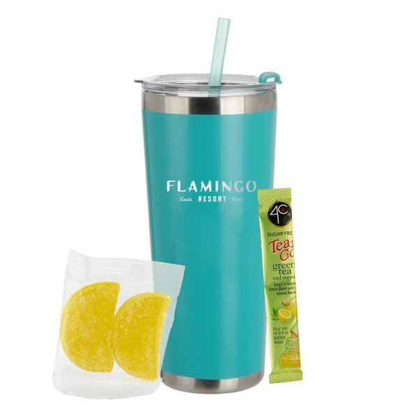 Sugar Free 4C® Tea 2 Go® Packet, Candy Lemon Slices & Tumbler w/ Straw Set