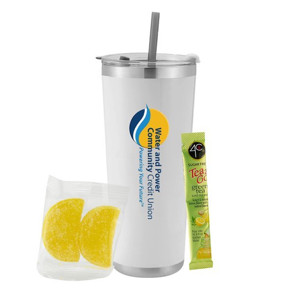 Sugar Free 4C® Tea 2 Go® Packet, Candy Lemon Slices & Tumbler w/ Straw Set