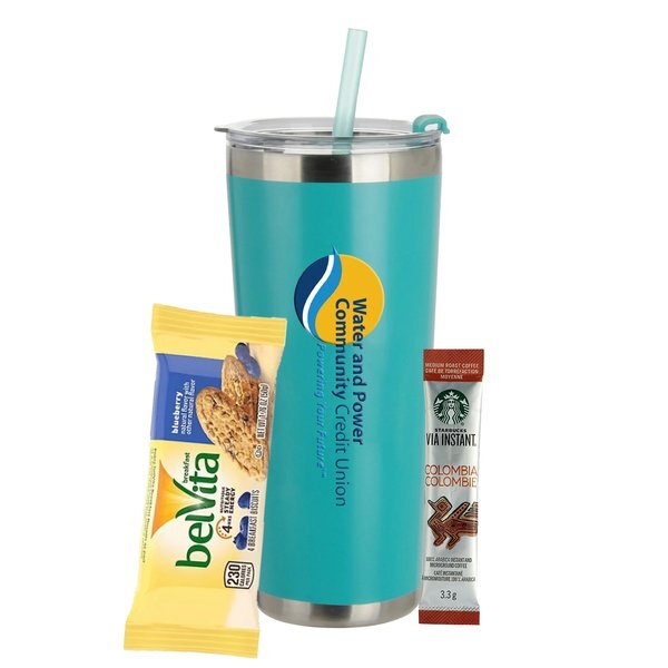 Starbucks® Via Instant Coffee Packet, Breakfast Bar & Tumbler w/ Straw Set
