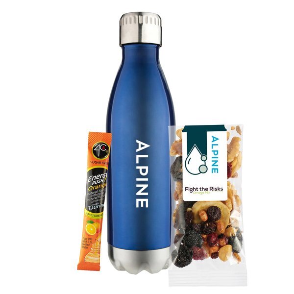Omega Mix Snack Pack, 4C® Sugar Free Energy Rush Packet & Vacuum Insulated Bottle Gift Set
