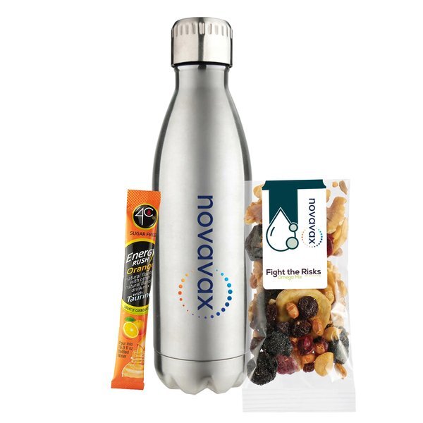Omega Mix Snack Pack, 4C® Sugar Free Energy Rush Packet & Vacuum Insulated Bottle Gift Set