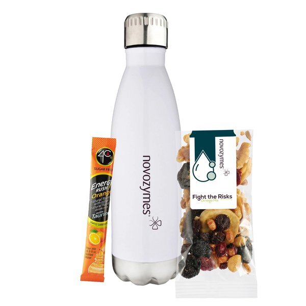 Omega Mix Snack Pack, 4C® Sugar Free Energy Rush Packet & Vacuum Insulated Bottle Gift Set