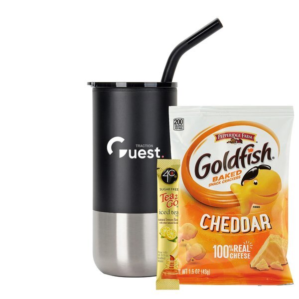 Sugar Free 4C® Tea 2 Go® Packet, Goldfish & Tumbler w/ Stainless Steel Straw Set