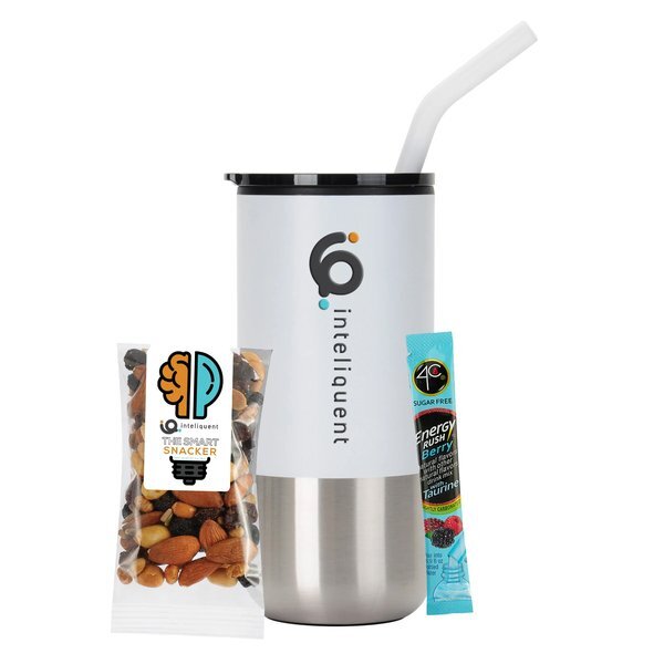 Sugar Free 4C® Energy Packet, Smart Mix Snack Pack & Tumbler w/ Stainless Steel Straw Set