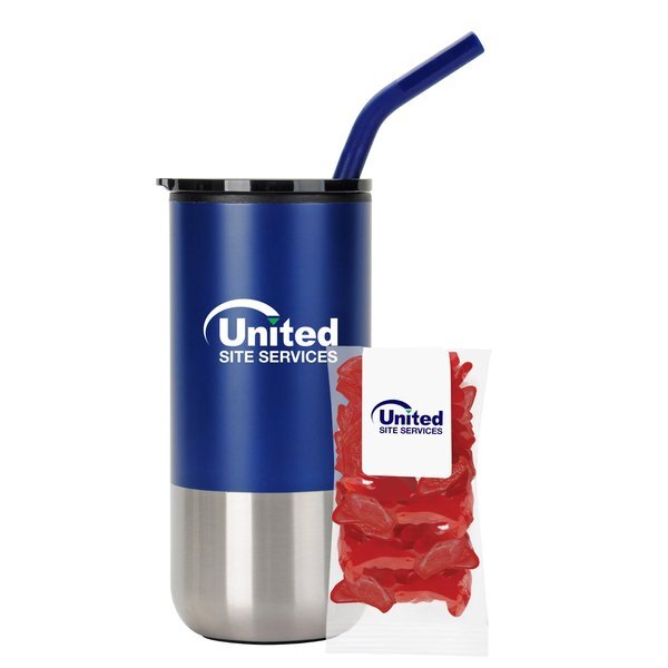 Swedish Fish Snack Pack & Tumbler w/ Stainless Steel Straw Set