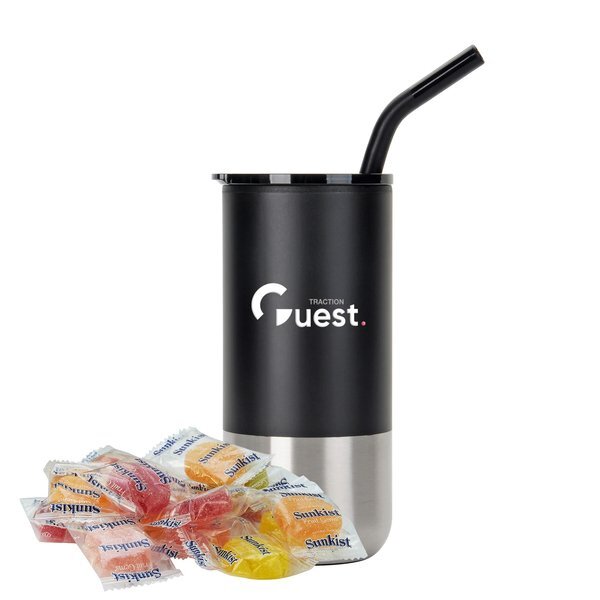 Sunkist Fruit Gems Snack Pack & Tumbler w/ Stainless Steel Straw Set