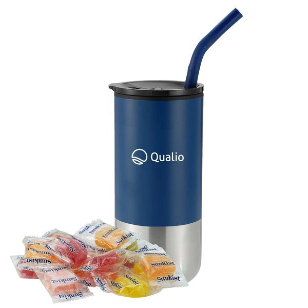 Sunkist Fruit Gems Snack Pack & Tumbler w/ Stainless Steel Straw Set