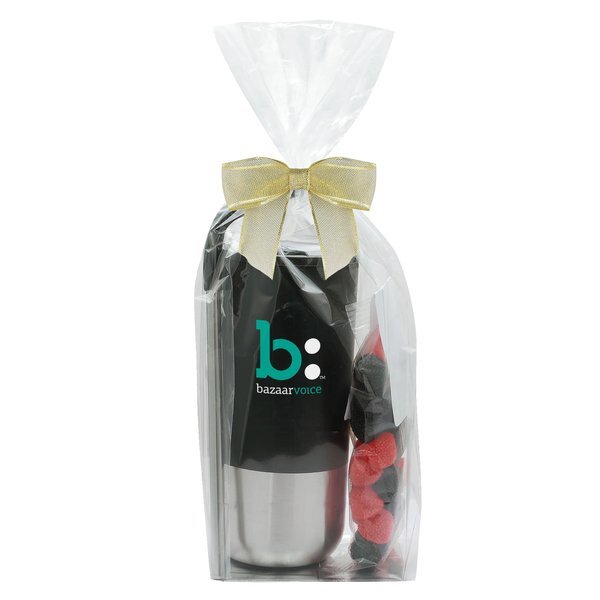 Gummy Raspberries & Blueberries Snack Pack & Tumbler w/ Stainless Steel Straw Set