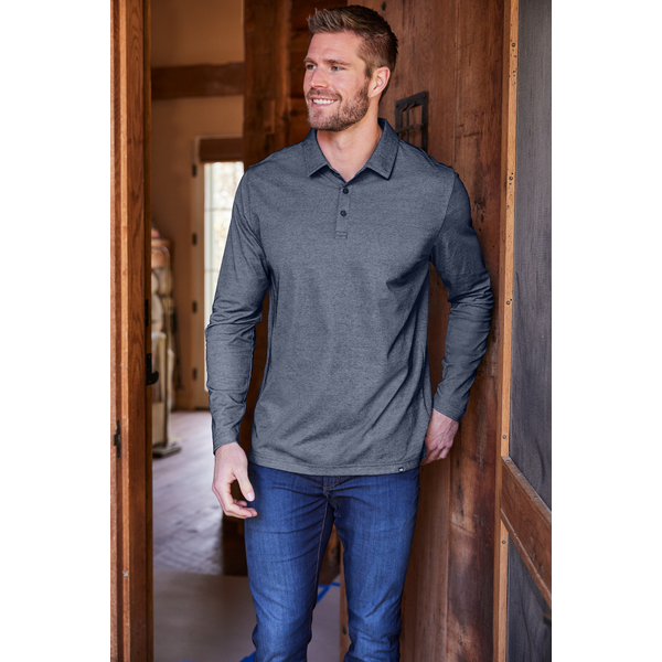 TravisMathew® Oceanside Cotton/Poly Heather Long Sleeve Men's Polo