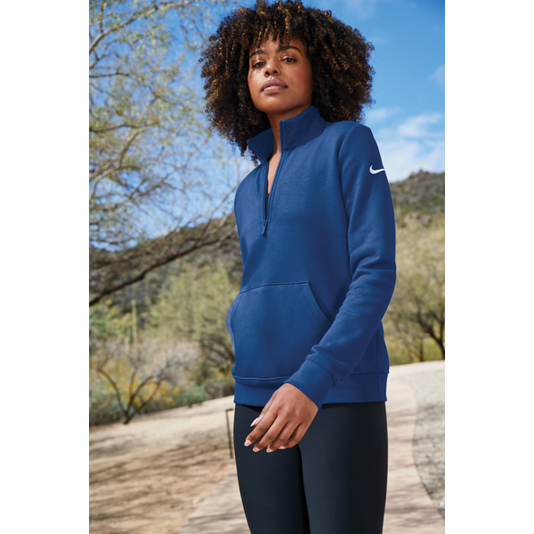 Nike® Club Fleece Tri-Blend Sleeve Swoosh Ladies' 1/2 Zip