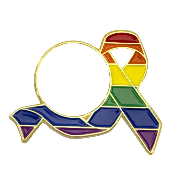 Rainbow Pride Ribbon Lapel Pin, Round