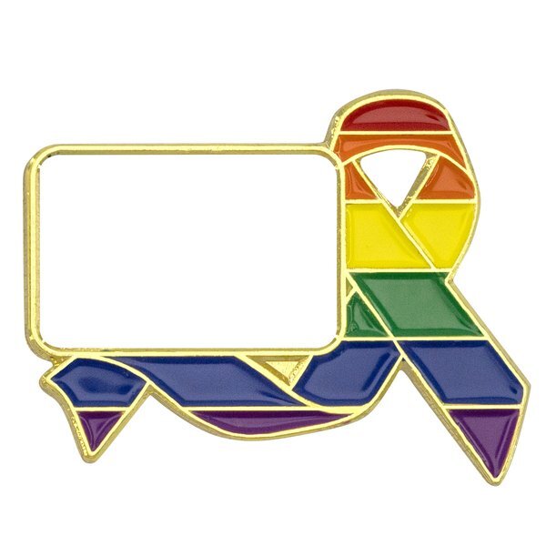 Rainbow Pride Ribbon Lapel Pin, Rectangle