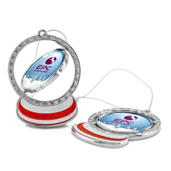 Snow Globe Spinner Die Cast Holiday Ornament