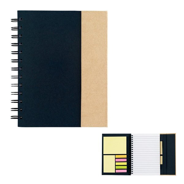 Spiral Notebook w/ Sticky Notes & Flags, 6" x 7"