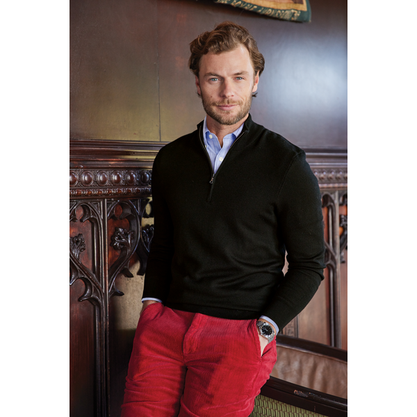 Brooks Brothers® Washable Merino Wool Birdseye Men's 1/4 Zip Sweater