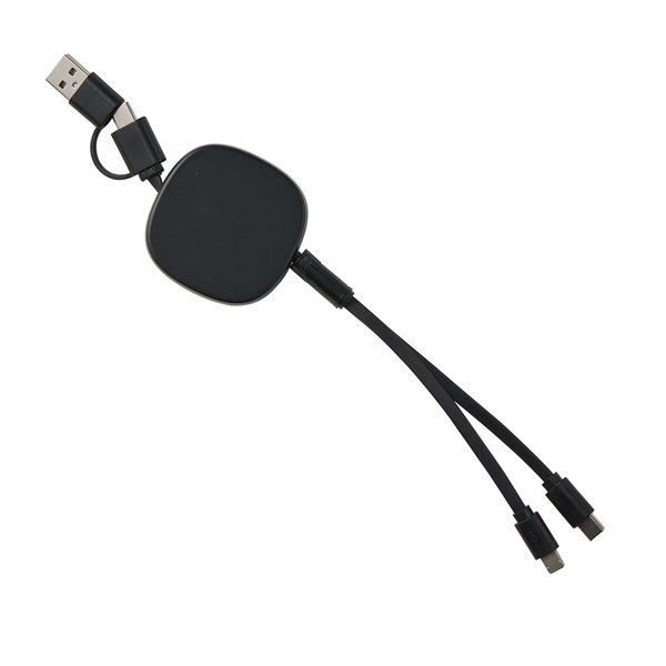 Dual Input 3-in-1 Bamboo Retractable Cable