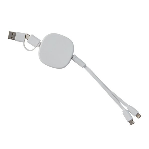Dual Input 3-in-1 Bamboo Retractable Cable