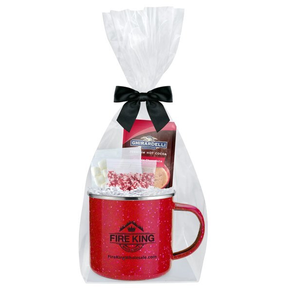 Ghirardelli® Hot Chocolate, Crushed Peppermint, Marshmallows & Speckled Camping Mug Gift Set