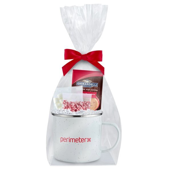 Ghirardelli® Hot Chocolate, Crushed Peppermint, Marshmallows & Speckled Camping Mug Gift Set