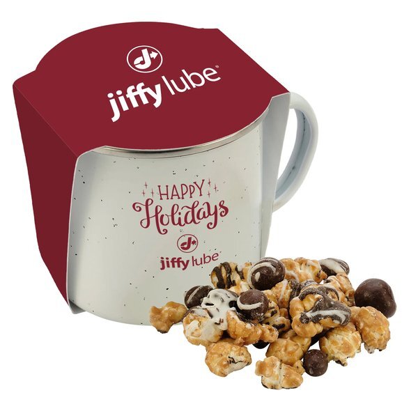 Caramel Latte Popcorn & Speckled Camping Mug Gift Set