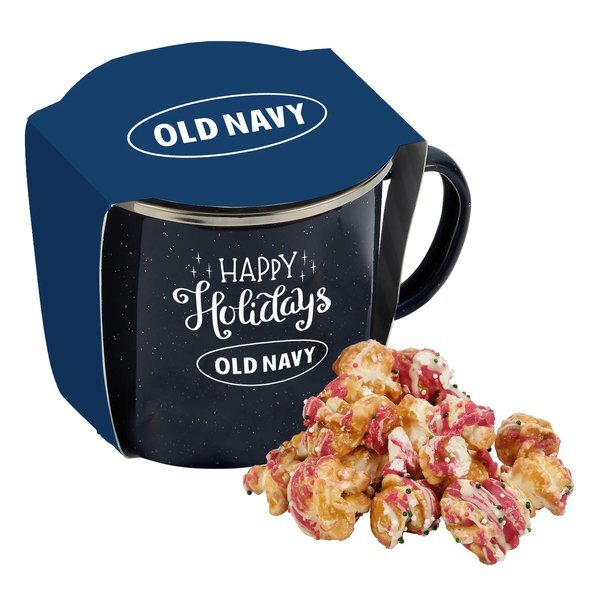 Christmas Crunch Popcorn & Speckled Camping Mug Gift Set
