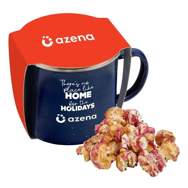 Christmas Crunch Popcorn & Speckled Camping Mug Gift Set