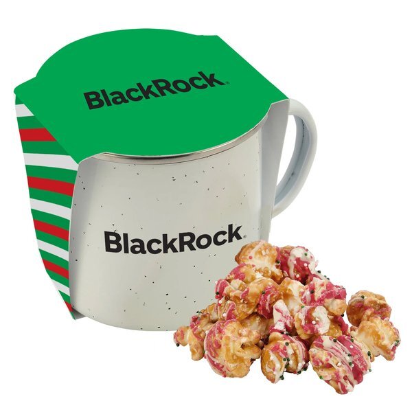 Christmas Crunch Popcorn & Speckled Camping Mug Gift Set