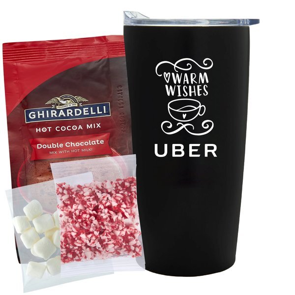 Ghirardelli® Hot Chocolate, Crushed Peppermint, Marshmallows & Straight Tumbler w/ Plastic Liner Gift Set