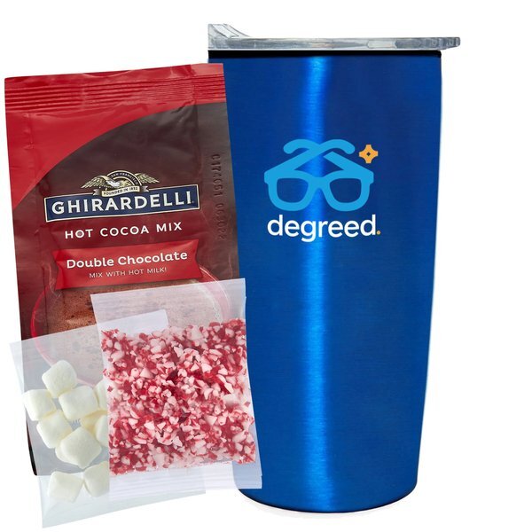 Ghirardelli® Hot Chocolate, Crushed Peppermint, Marshmallows & Straight Tumbler w/ Plastic Liner Gift Set