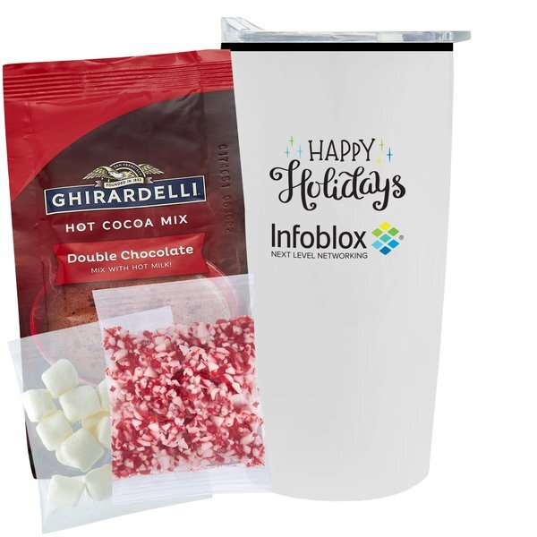 Ghirardelli® Hot Chocolate, Crushed Peppermint, Marshmallows & Straight Tumbler w/ Plastic Liner Gift Set