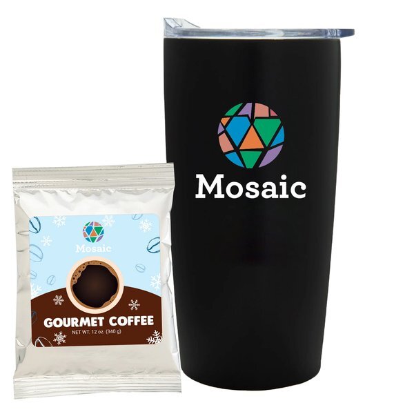 Holiday Gourmet Coffee Packet & Straight Tumbler w/ Plastic Liner Gift Set