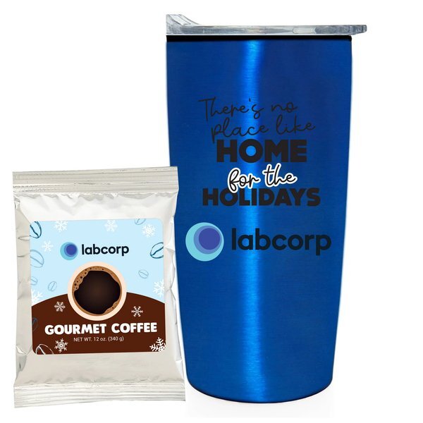 Holiday Gourmet Coffee Packet & Straight Tumbler w/ Plastic Liner Gift Set