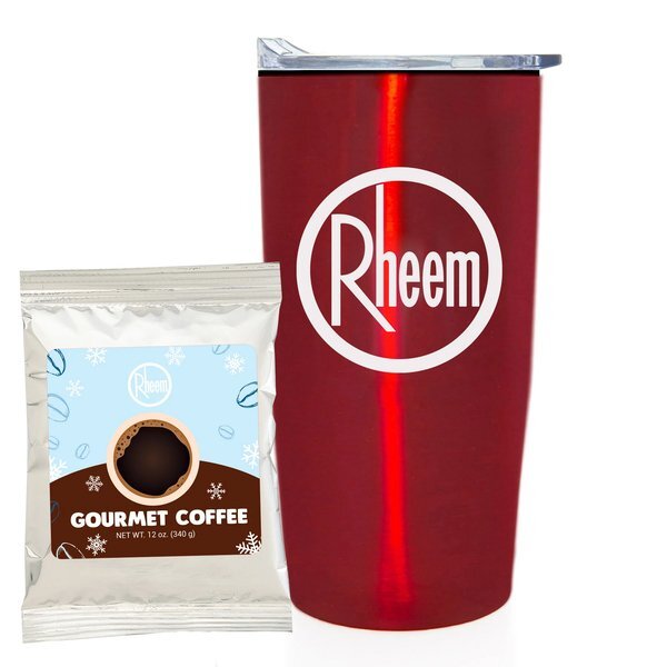 Holiday Gourmet Coffee Packet & Straight Tumbler w/ Plastic Liner Gift Set