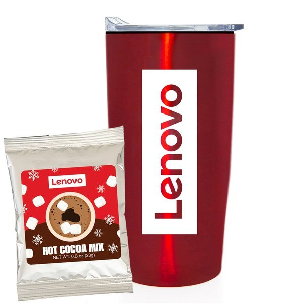 Holiday Hot Chocolate Mix & Straight Tumbler w/ Plastic Liner Gift Set