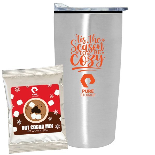 Holiday Hot Chocolate Mix & Straight Tumbler w/ Plastic Liner Gift Set
