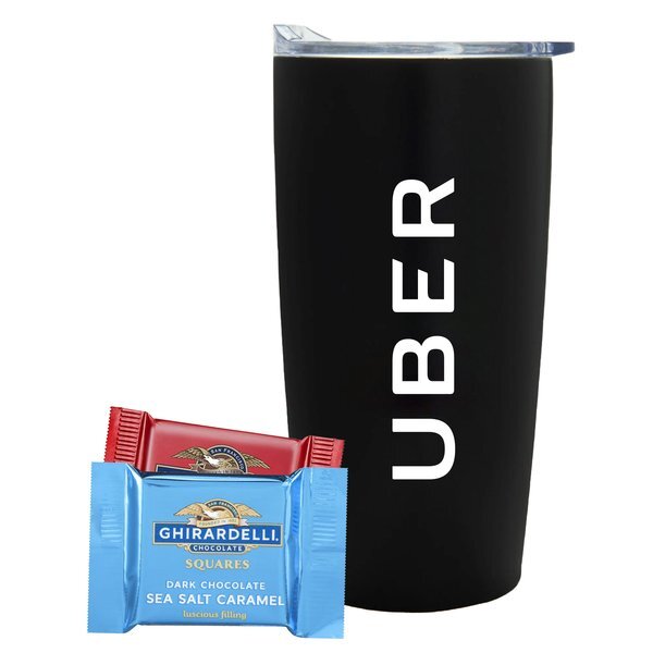 Ghirardelli® Chocolate Squares & Straight Tumbler w/ Plastic Liner Gift Set