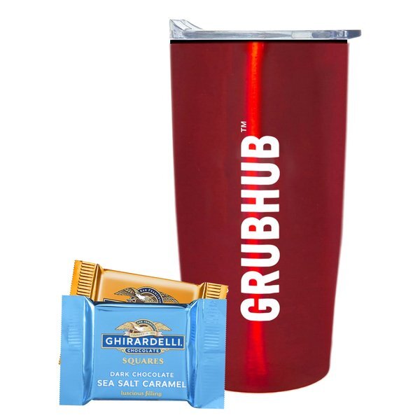Ghirardelli® Chocolate Squares & Straight Tumbler w/ Plastic Liner Gift Set