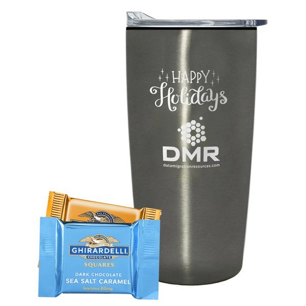 Ghirardelli® Chocolate Squares & Straight Tumbler w/ Plastic Liner Gift Set