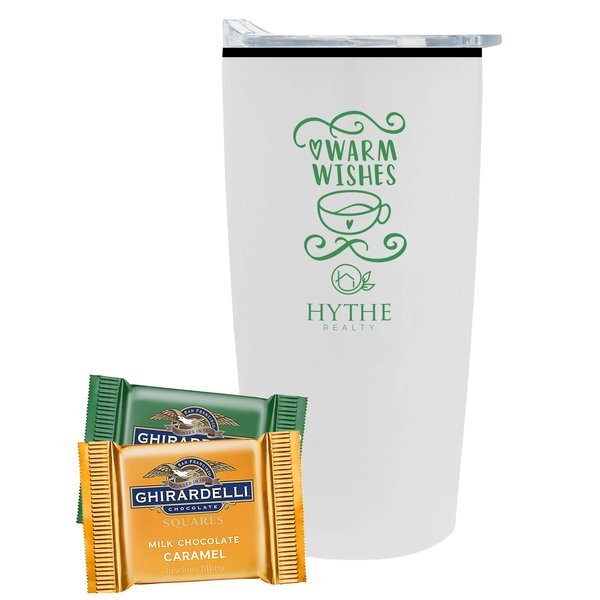 Ghirardelli® Chocolate Squares & Straight Tumbler w/ Plastic Liner Gift Set