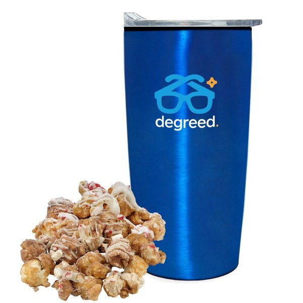 Hot Chocolate Peppermint Popcorn & Straight Tumbler w/ Plastic Liner Gift Set