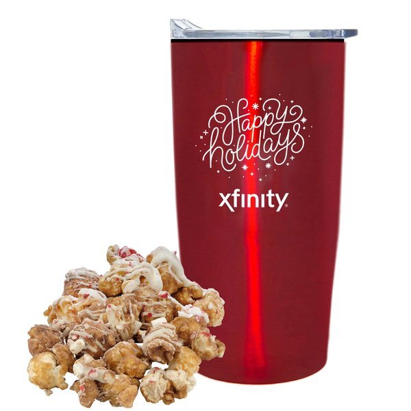Hot Chocolate Peppermint Popcorn & Straight Tumbler w/ Plastic Liner Gift Set