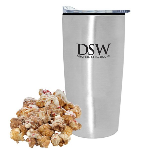 Hot Chocolate Peppermint Popcorn & Straight Tumbler w/ Plastic Liner Gift Set