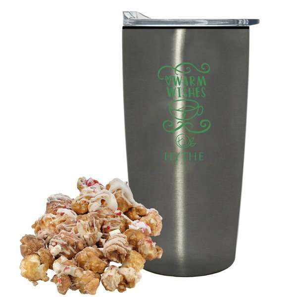 Hot Chocolate Peppermint Popcorn & Straight Tumbler w/ Plastic Liner Gift Set