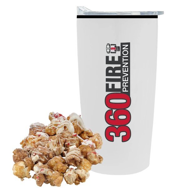 Hot Chocolate Peppermint Popcorn & Straight Tumbler w/ Plastic Liner Gift Set