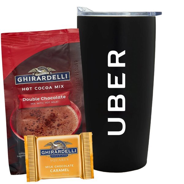 Ghirardelli® Chocolate Square, Hot Chocolate & Straight Tumbler w/ Plastic Liner Gift Set