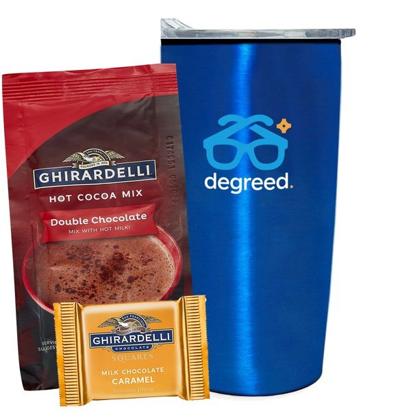 Ghirardelli® Chocolate Square, Hot Chocolate & Straight Tumbler w/ Plastic Liner Gift Set